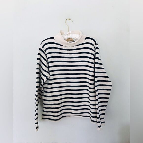 On deck clothing | navy and white turtleneck sweater | size large - Picture 1 of 7
